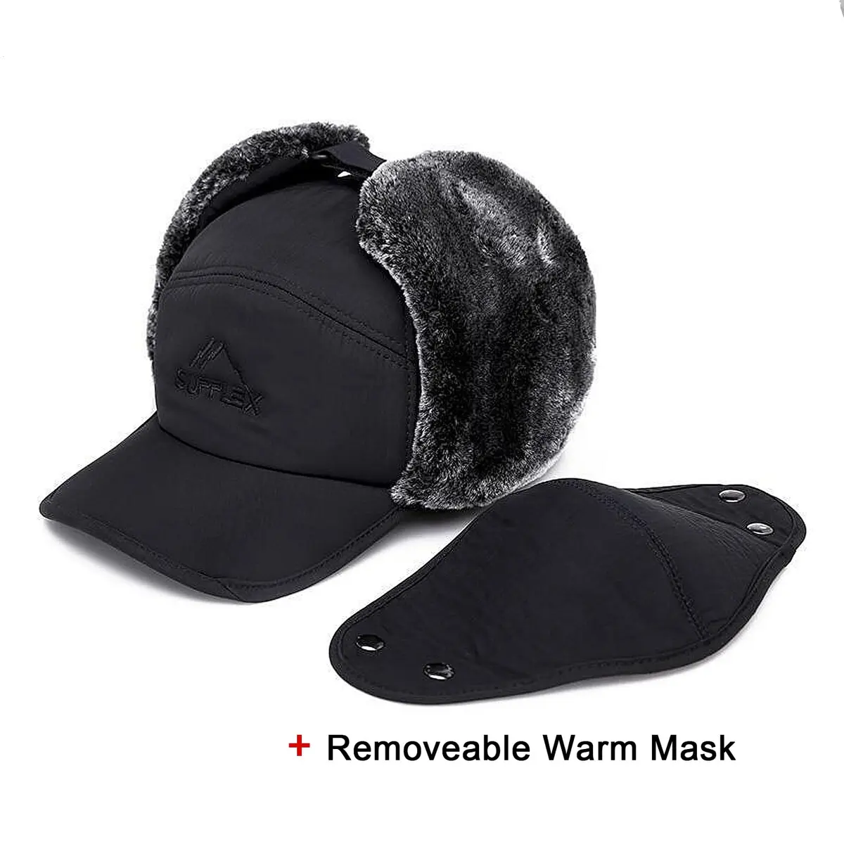 Greenery-GRE Black Trapper Hat with Fur Lining | Windproof & Insulated for Cold Weather - view 5