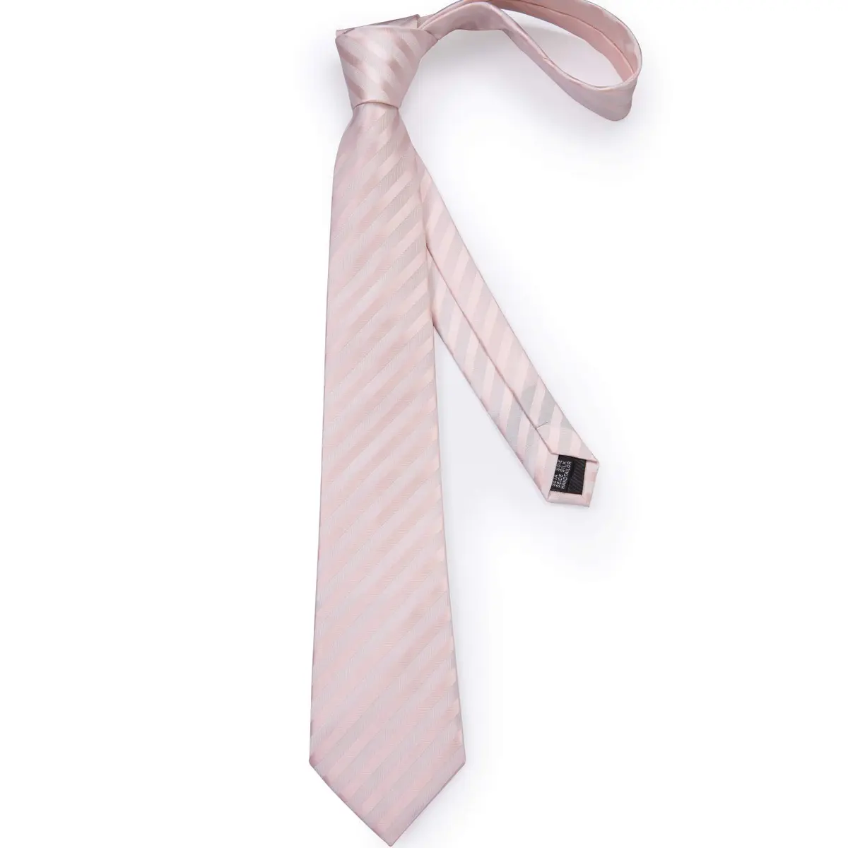 DiBanGu Men's Silk Necktie Set with Pocket Square, Cufflinks & Tie Clip - Blush Pink - view 5