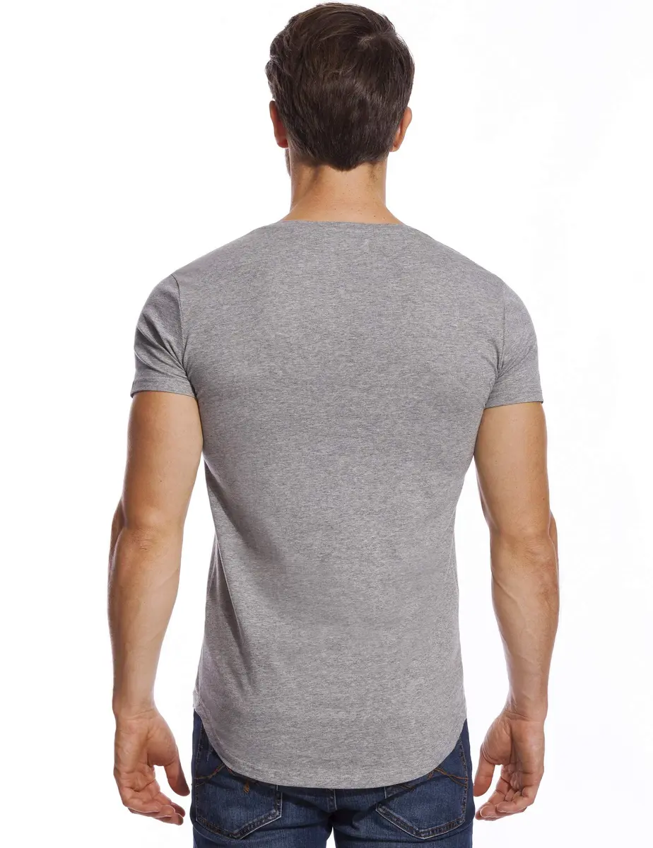 Zecmos Men's Deep V Neck T-Shirt Slim Fit Undershirt Gray XXL | Breathable Cotton for Daily Wear - view 2
