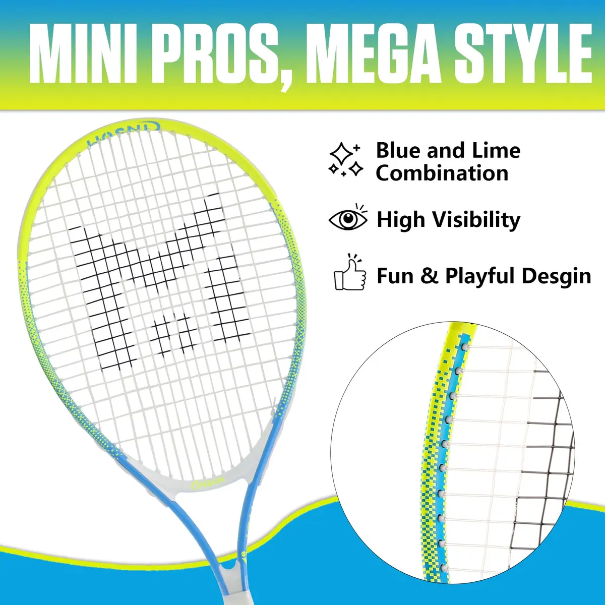 INSUM Junior Tennis Racket 25 Inch (63.5 cm) | Ages 9-10, Lightweight Aluminum, Beginner Racquet with Cover - view 4