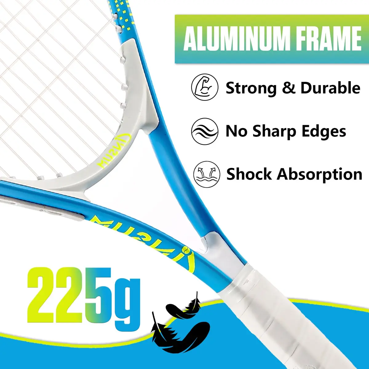 INSUM Junior Tennis Racket 25 Inch (63.5 cm) | Ages 9-10, Lightweight Aluminum, Beginner Racquet with Cover - view 3