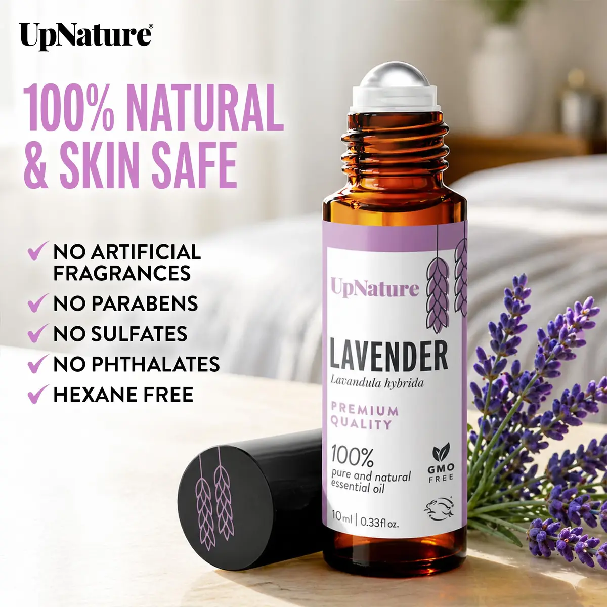 UpNature Lavender Essential Oil Roll On 10ml (0.33 Fl Oz) | Calming Sleep & Skin Support - view 3