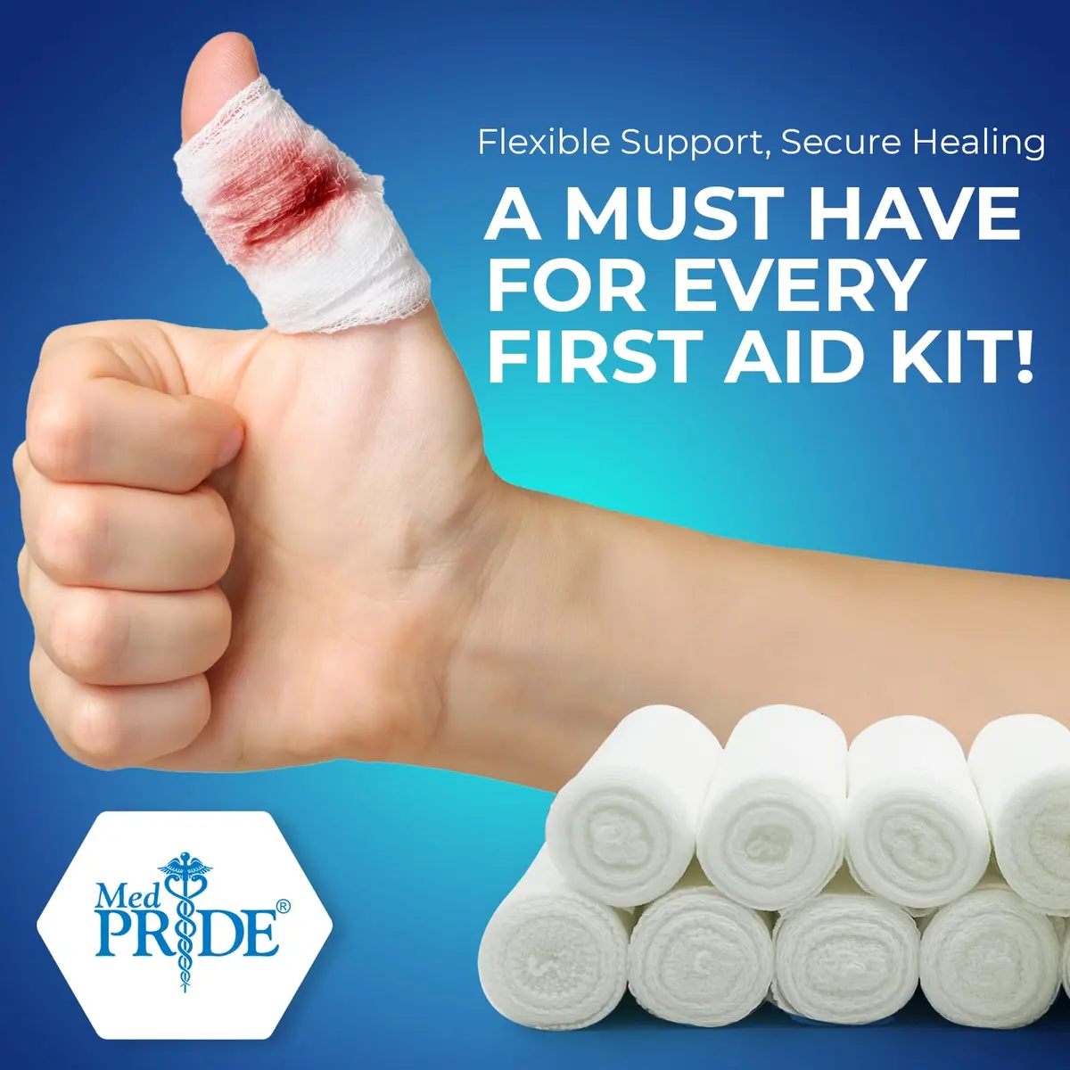 MED PRIDE Conforming Gauze Rolls 12 Pack | Disposable Nonsterile Wound Dressings for Minor Injuries - view 5