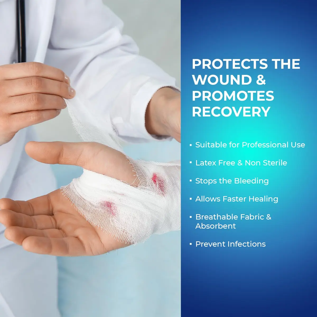 MED PRIDE Conforming Gauze Rolls 12 Pack | Disposable Nonsterile Wound Dressings for Minor Injuries - view 3
