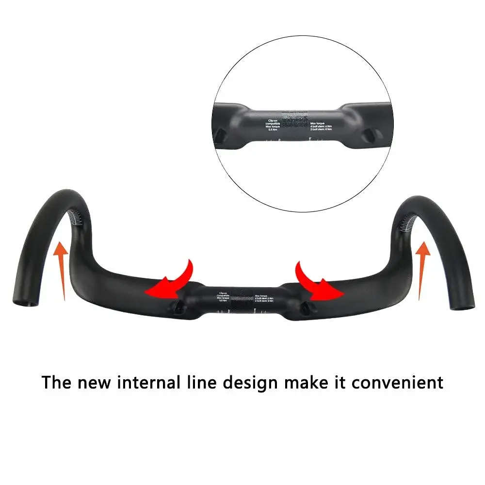 Alfa Pasca Carbon Road Bike Handlebars 31.8mm x 420mm | Lightweight T800 Carbon Fiber with Internal Routing - view 7