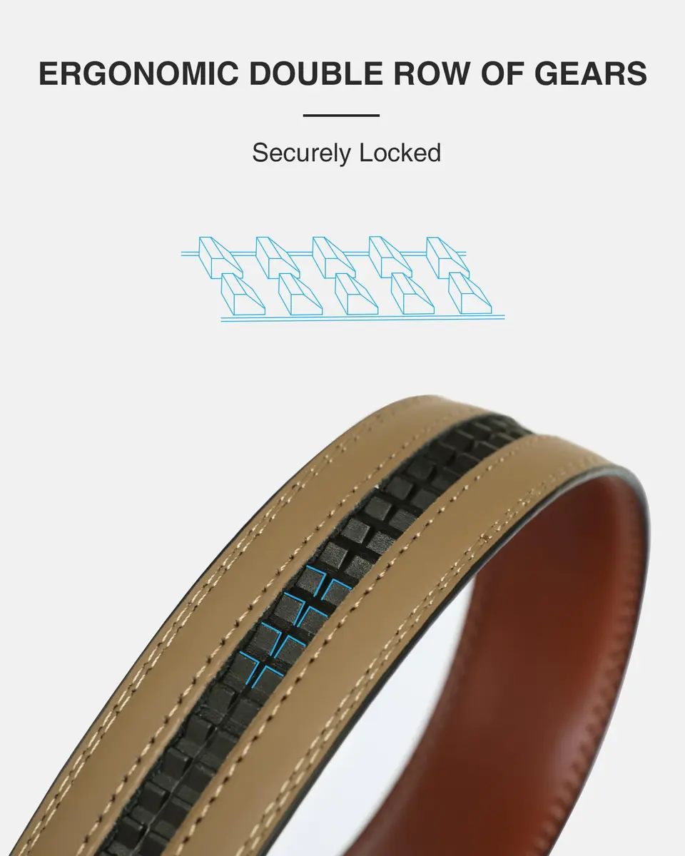 CHAOREN Ratchet Belt Replacement Strap 1 1/4" (32mm) Cognac Genuine Leather | Adjustable Fit for Waist 36"-42" - view 5