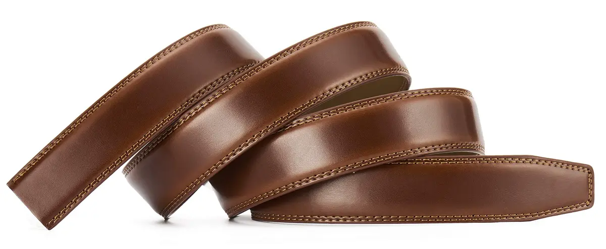 CHAOREN Ratchet Belt Replacement Strap 1 1/4" (32mm) Cognac Genuine Leather | Adjustable Fit for Waist 36"-42" - view 3