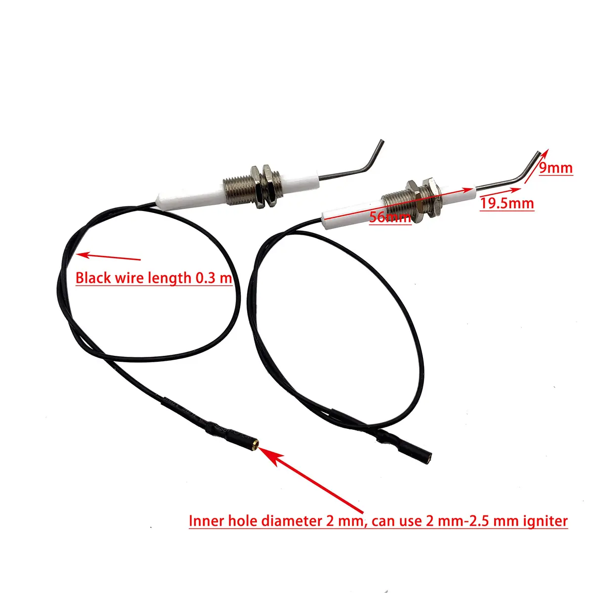 METER STAR Push Button Piezo Igniter with 11.8" Ceramic Electrode Wire Set of 2 | Universal Gas Grill & Range Spark Generator - view 6