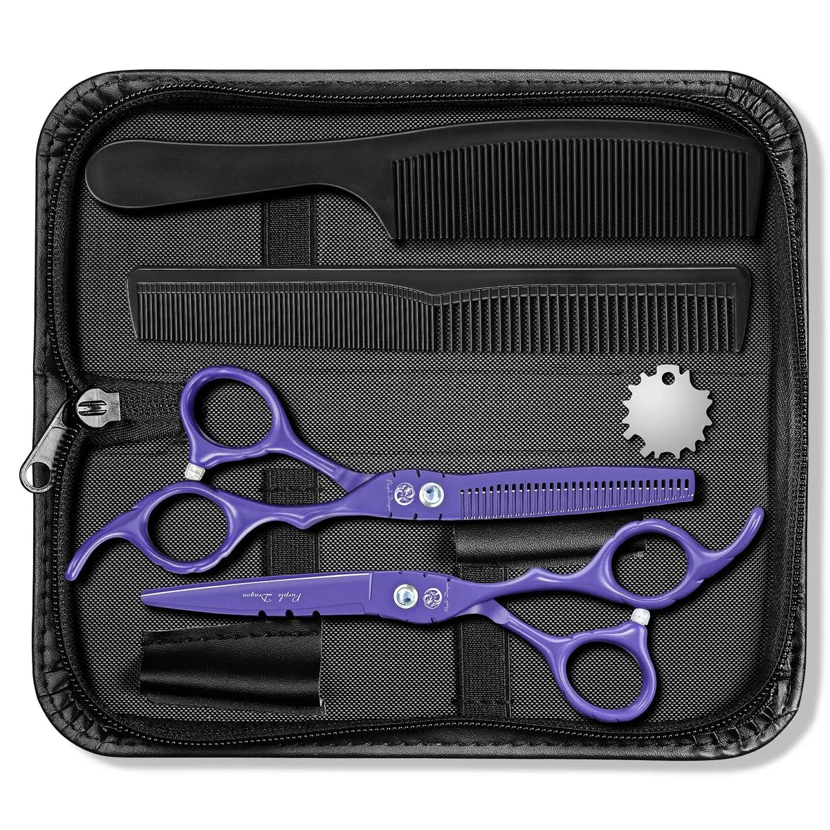 Purple Dragon 6 in Hair Cutting Scissors Kit with Bag for Barbers - Violet | Razor Sharp Japanese Steel, Ergonomic Handle, 5.5" - main product image