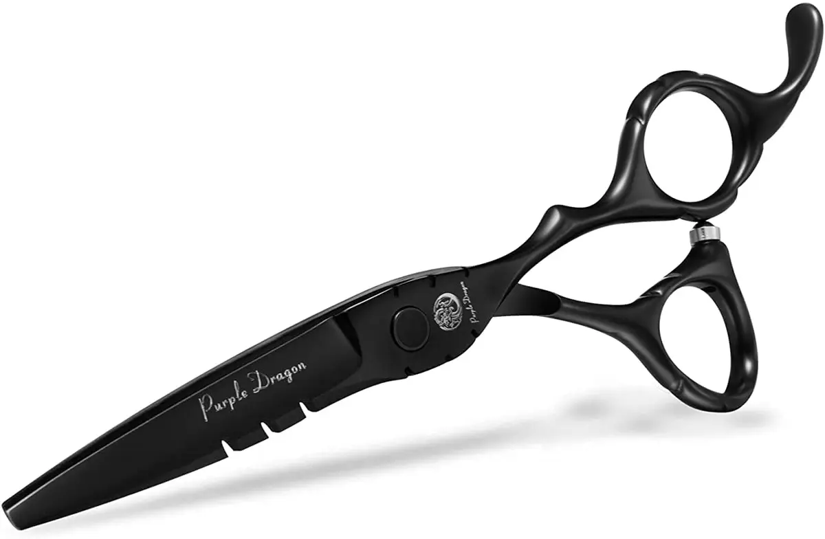 Purple Dragon 5.5 inch Hair Cutting Shears Set with Bag for Barbers - Black | Japanese 440C Steel Razor Sharp Blades - view 5
