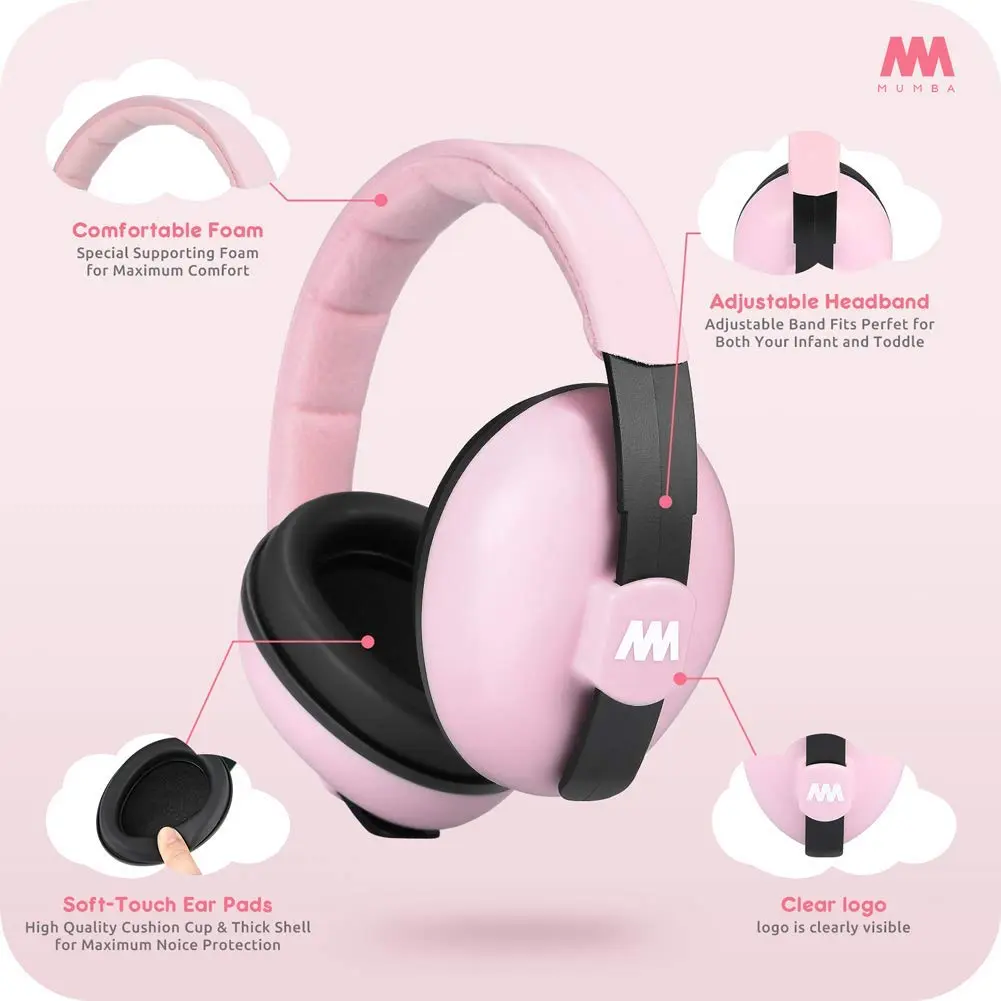 Mumba Baby Earmuffs Pink for Babies and Toddlers Ages 3-24+ Months | Noise Cancelling Headphones with 31dB NRR - view 7