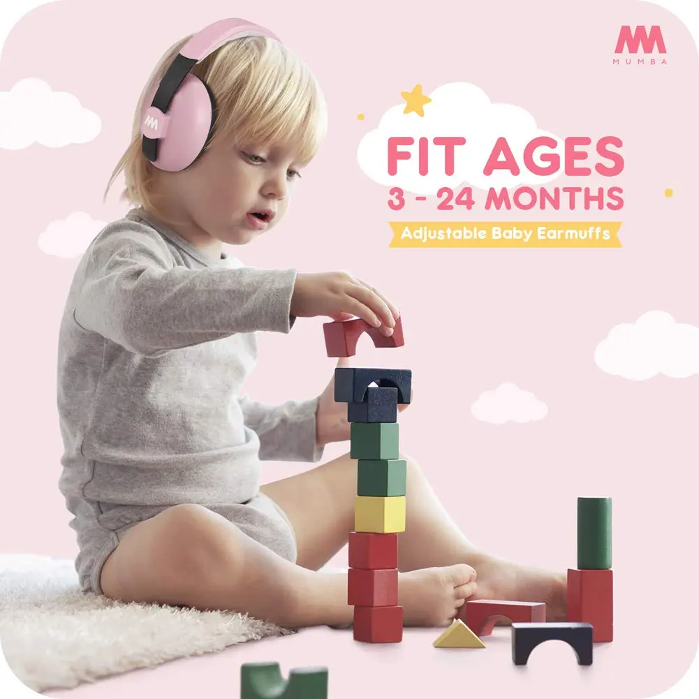 Mumba Baby Earmuffs Pink for Babies and Toddlers Ages 3-24+ Months | Noise Cancelling Headphones with 31dB NRR - view 3