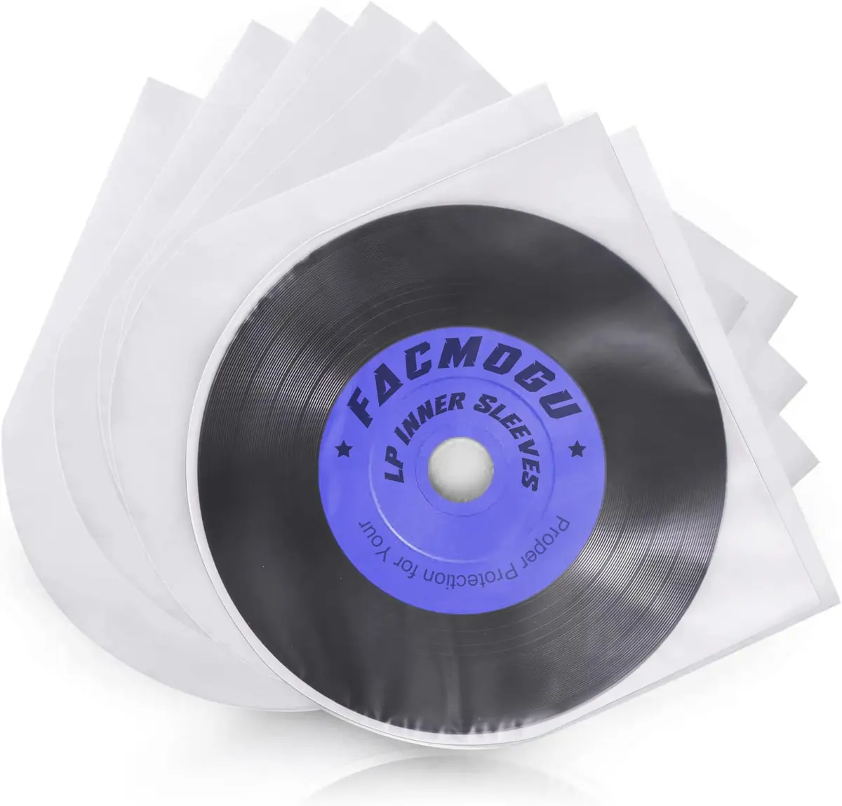 Facmogu 100PCS LP Vinyl Inner Sleeves 12" Anti-Static Protects Vinyl Dust & Scratches - main product image