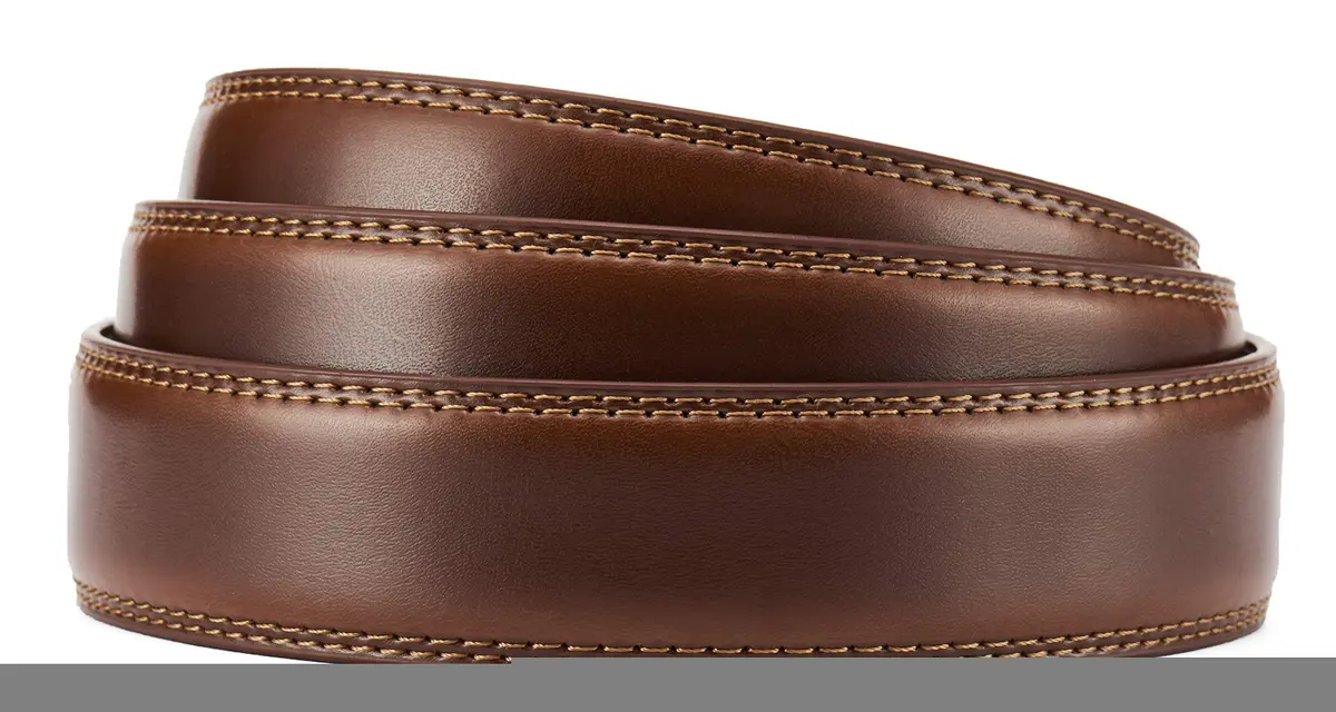CHAOREN Ratchet Belt Replacement Strap 1 1/4" (32mm) Cognac Genuine Leather | Adjustable Fit for 42"-48" Waist - view 2