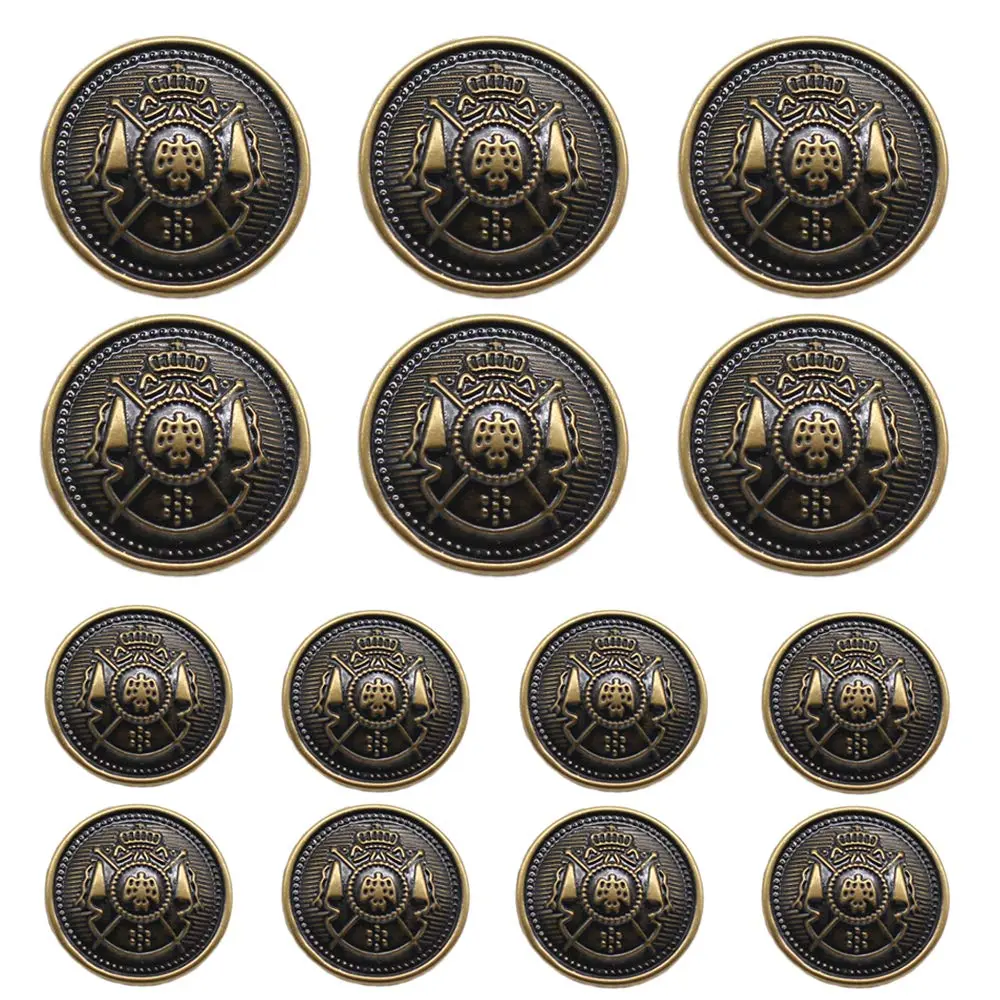 YaHoGa Antique Brass Blazer Buttons Set 20mm & 15mm | 14 PCS for Sewing - main product image
