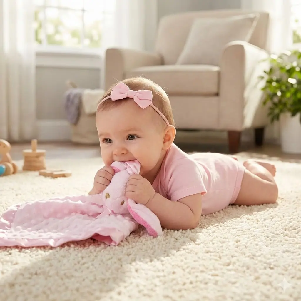 Pro Goleem Pink Bunny Security Blanket for Babies 40cm x 40cm (16"x16") | OEKO-TEX Certified Soft Minky Fabric - view 5
