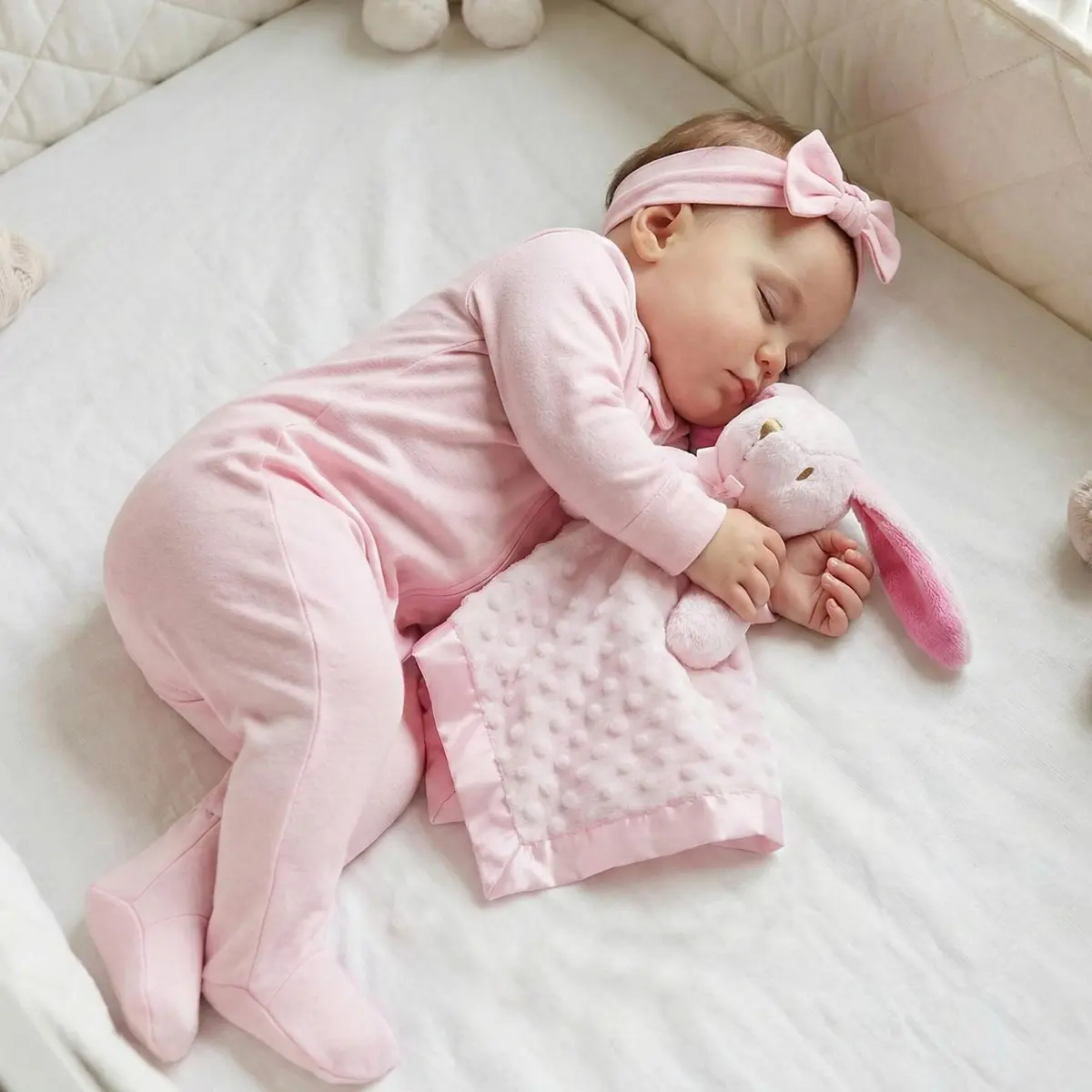 Pro Goleem Pink Bunny Security Blanket for Babies 40cm x 40cm (16"x16") | OEKO-TEX Certified Soft Minky Fabric - view 2