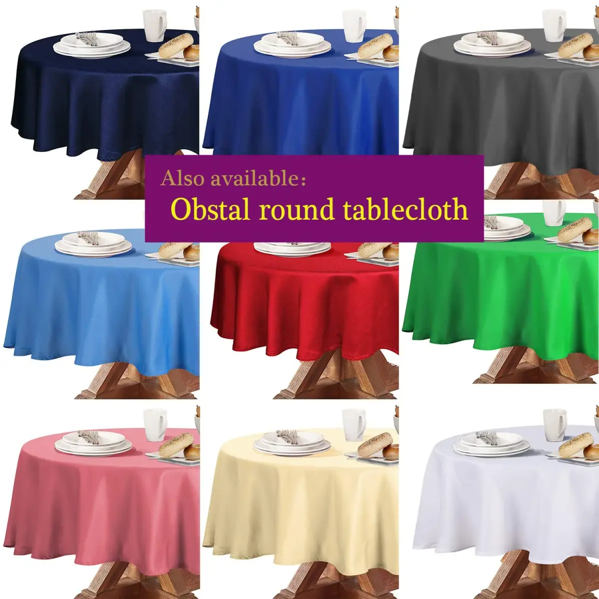 Obstal Black Polyester Tablecloth 152cm x 213cm | Stain & Water Resistant for Dining - view 8
