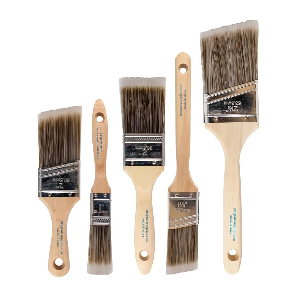 Pro Grade Paint Brushes Set for Walls, Trim & Stain, 5-Piece | Professional Grade Synthetic Bristle Brushes with Softwood Handles - main product image
