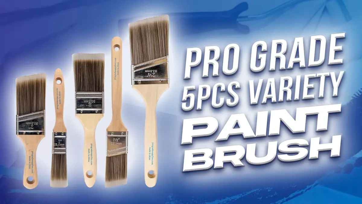 Pro Grade Paint Brushes Set for Walls, Trim & Stain, 5-Piece | Professional Grade Synthetic Bristle Brushes with Softwood Handles - view 8