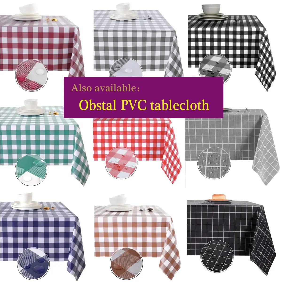 Obstal Rio Red Rectangle Tablecloth 183 cm x 152 cm (60 x 60 Inch) | Waterproof & Stain-Resistant for Festive Dining - view 8