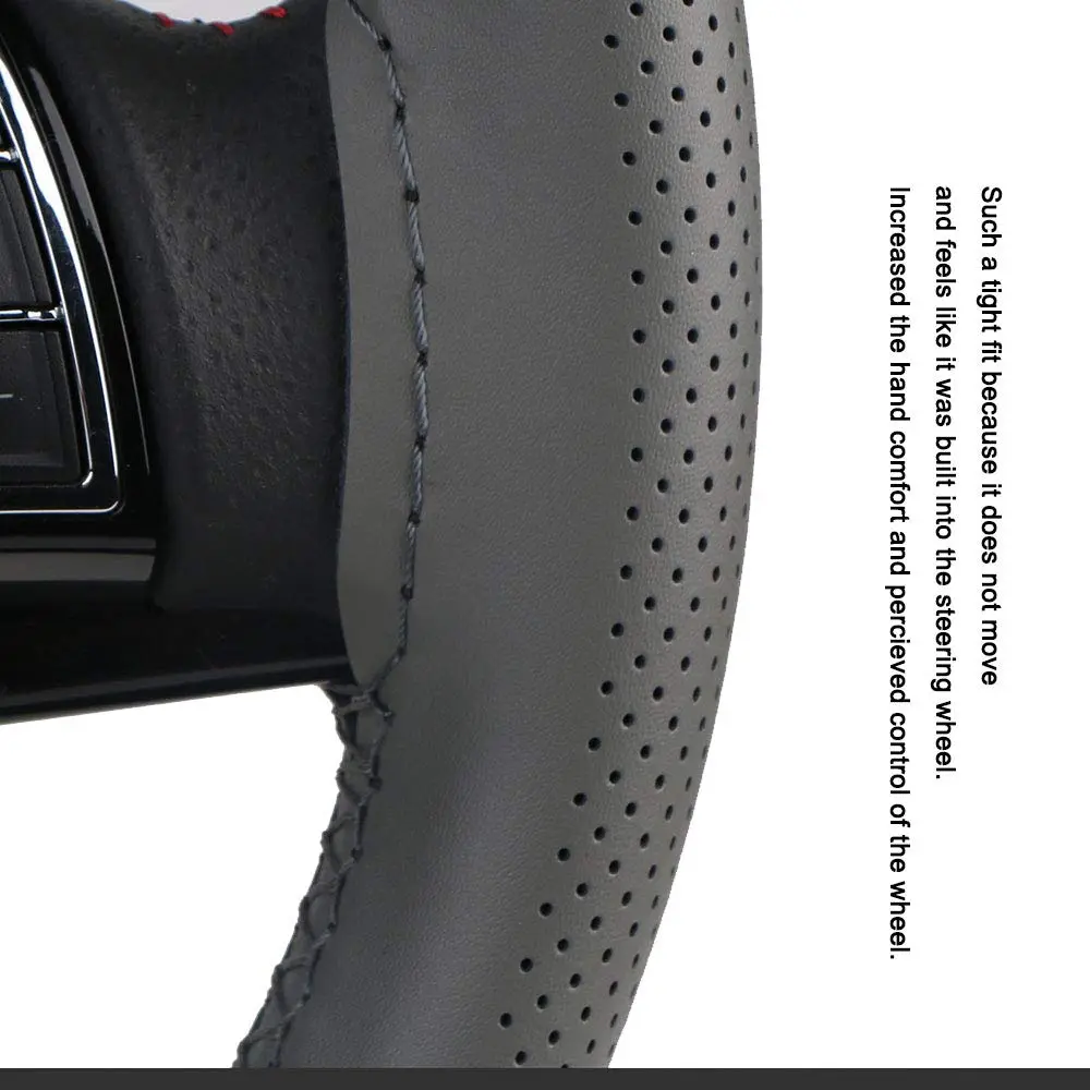 O SHI CAR Steering Wheel Cover Leather Breathable Design 15 Inch | Elegant Cowhide Fit Most Cars - view 4