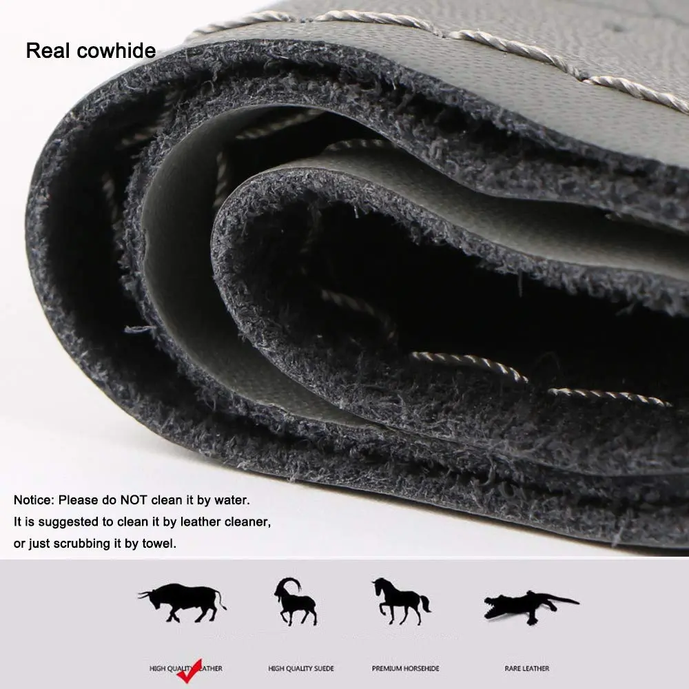 O SHI CAR Steering Wheel Cover Leather Breathable Design 15 Inch | Elegant Cowhide Fit Most Cars - view 3
