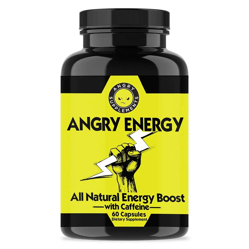 Angry Supplements Angry Energy Capsules 60 Count | All Natural Non-GMO Energy Booster for Focus & Stamina - main product image