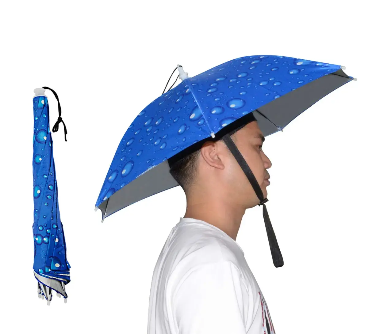 NEW-Vi Blue 2 Pcs Umbrella Hat | Hands-Free Sunshade & Rain Protection - main product image