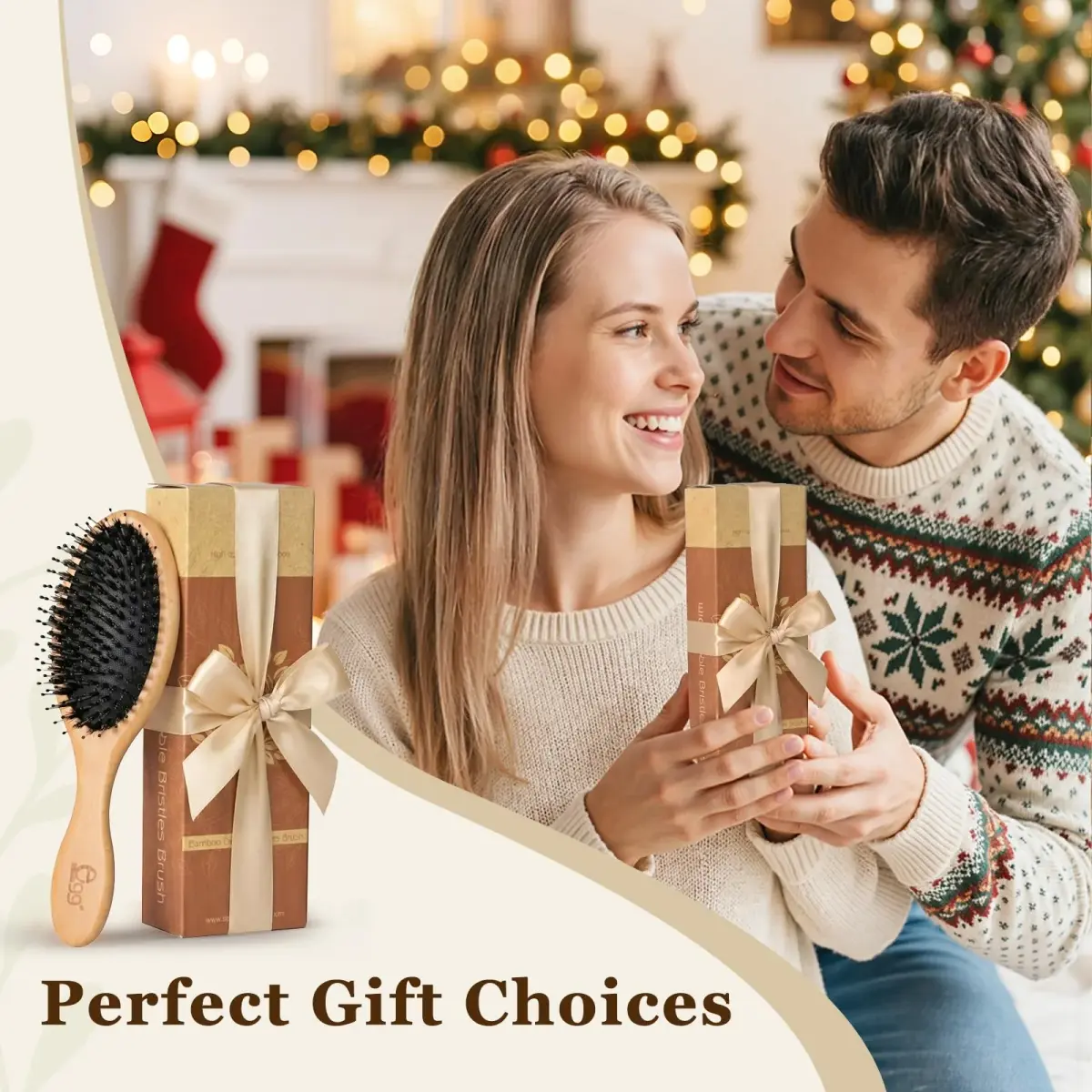 BLACK EGG Boar Bristle Brush for Wet/Dry Hair - Smoothing, Massaging, Detangling, Reduce Frizz, Restore Shine - Bamboo Brush for Women, Men, Kids - view 9