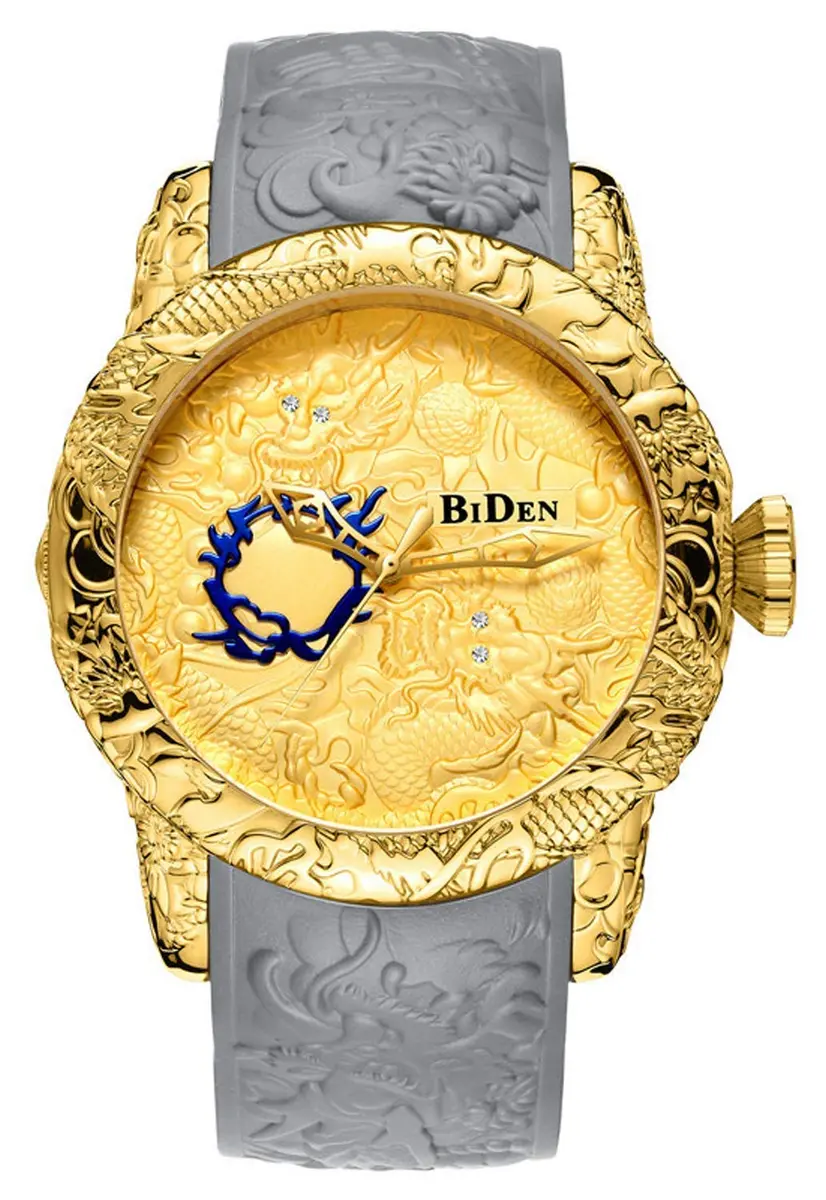MASTOP Men's Fashion Big Dial 3D Sculpture Dragon Watch 50mm | Quartz, Gold - main product image