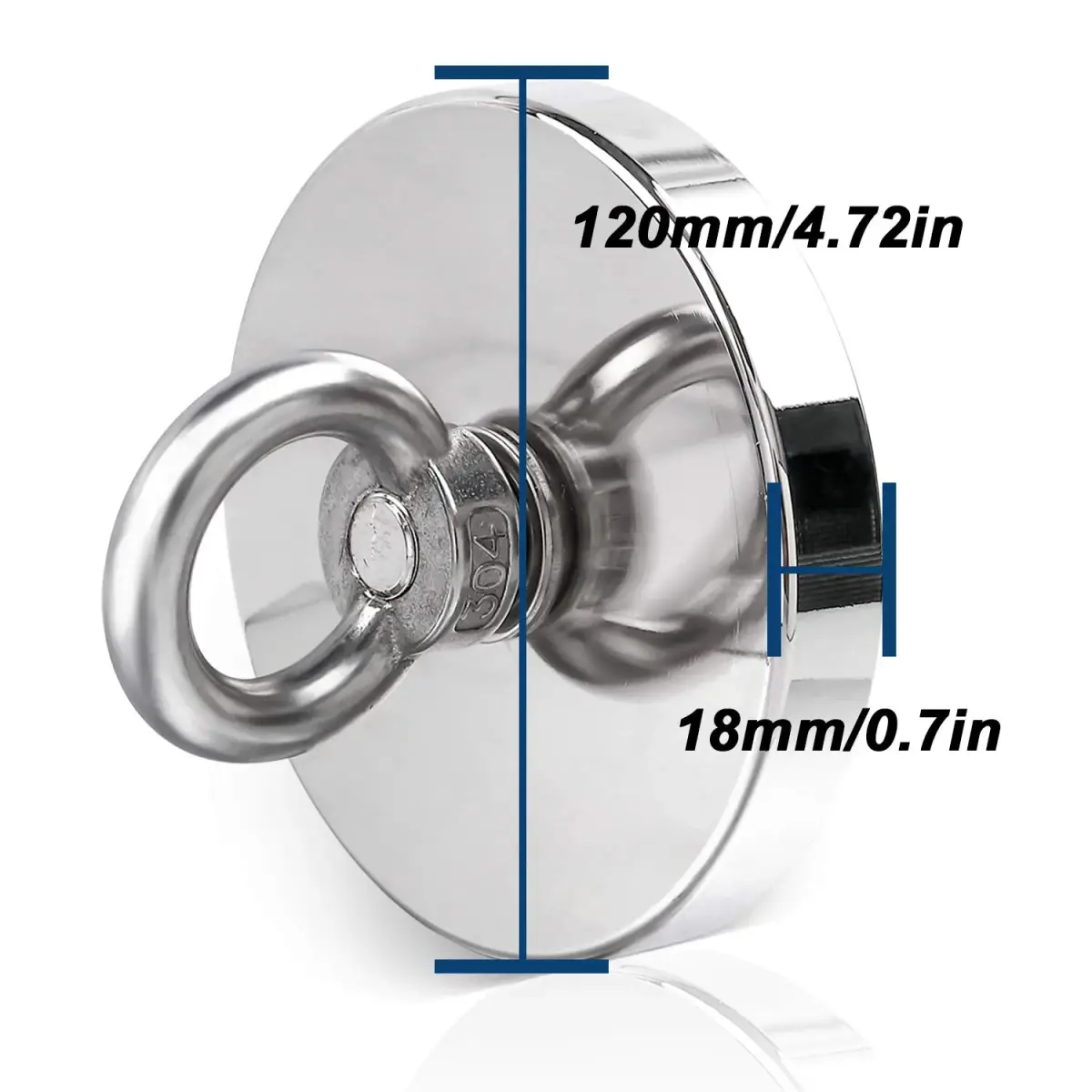 DIYMAG Fishing Magnet 120mm (4.72") 680kg (1500LBS) Pull Force with Countersunk Hole | Heavy Duty Neodymium Rare Earth Magnet for Retrieval - view 3