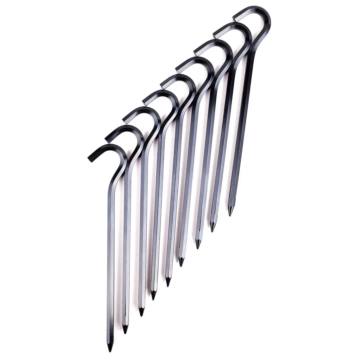 FANBX F Tent Pegs - 12Pcs Aluminium Tent Stakes Pegs with Hook - 7in Hexagon Rod Stakes for Camping & Garden (Black) - view 7
