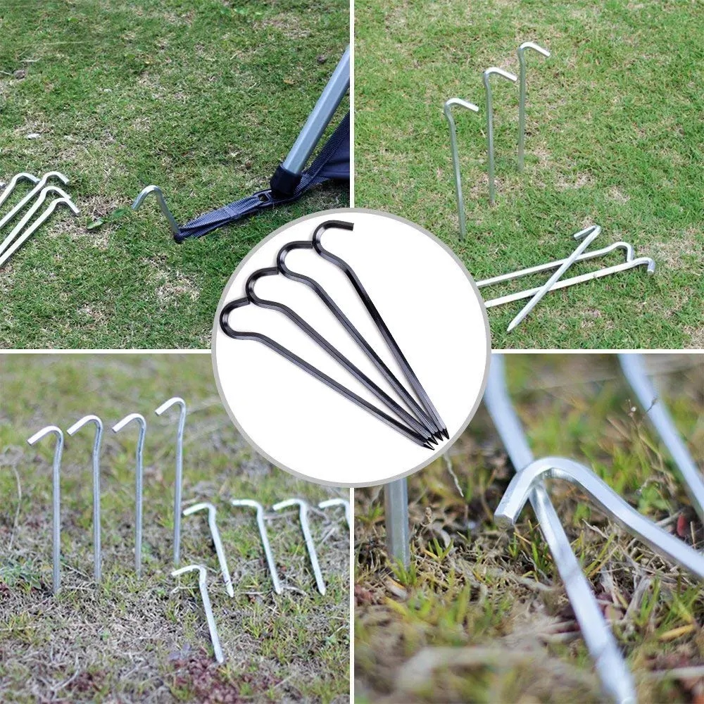 FANBX F Tent Pegs - 12Pcs Aluminium Tent Stakes Pegs with Hook - 7in Hexagon Rod Stakes for Camping & Garden (Black) - view 2