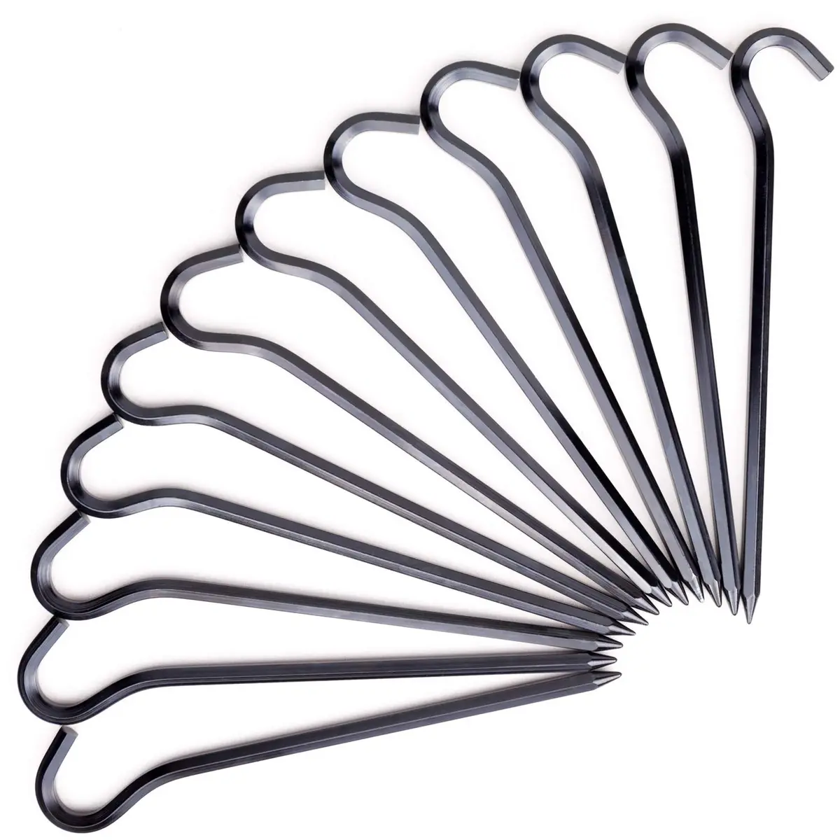 FANBX F Tent Pegs - 12Pcs Aluminium Tent Stakes Pegs with Hook - 7in Hexagon Rod Stakes for Camping & Garden (Black) - view 4