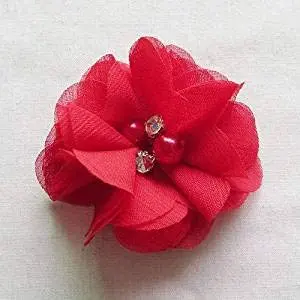 Chenkou Craft Pack of 12pcs Chiffon Flowers Ribbon Bows 60mm | Wedding Decor Bulk Lots - main product image