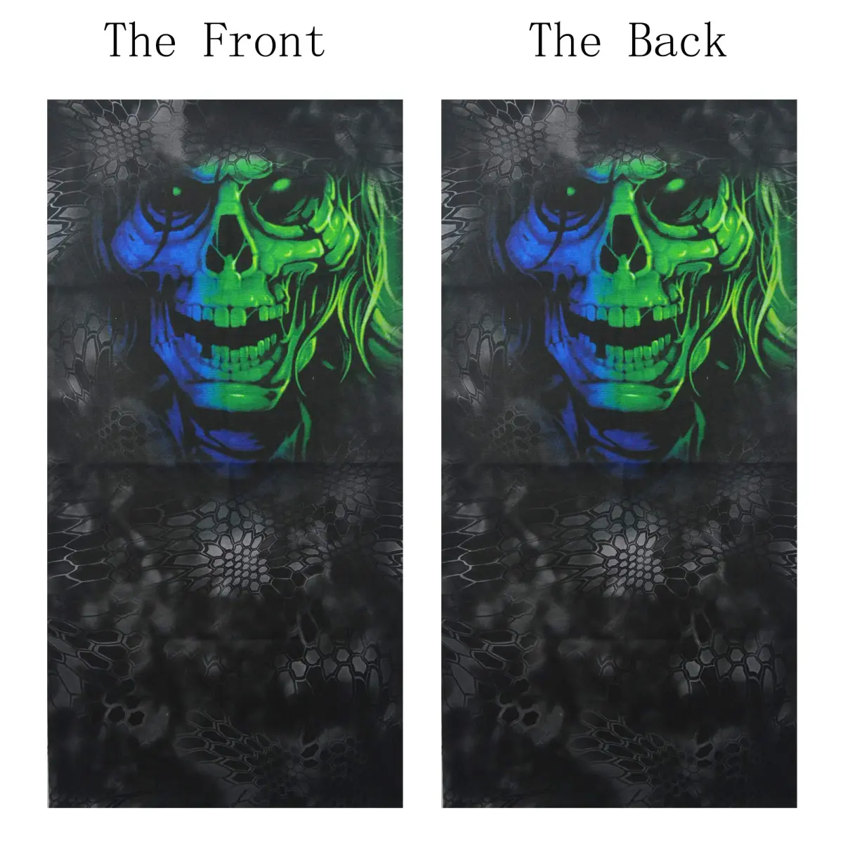 Obacle Green Blue Skull 3D Tube Face Mask for Dust, Wind & UV Protection - view 3