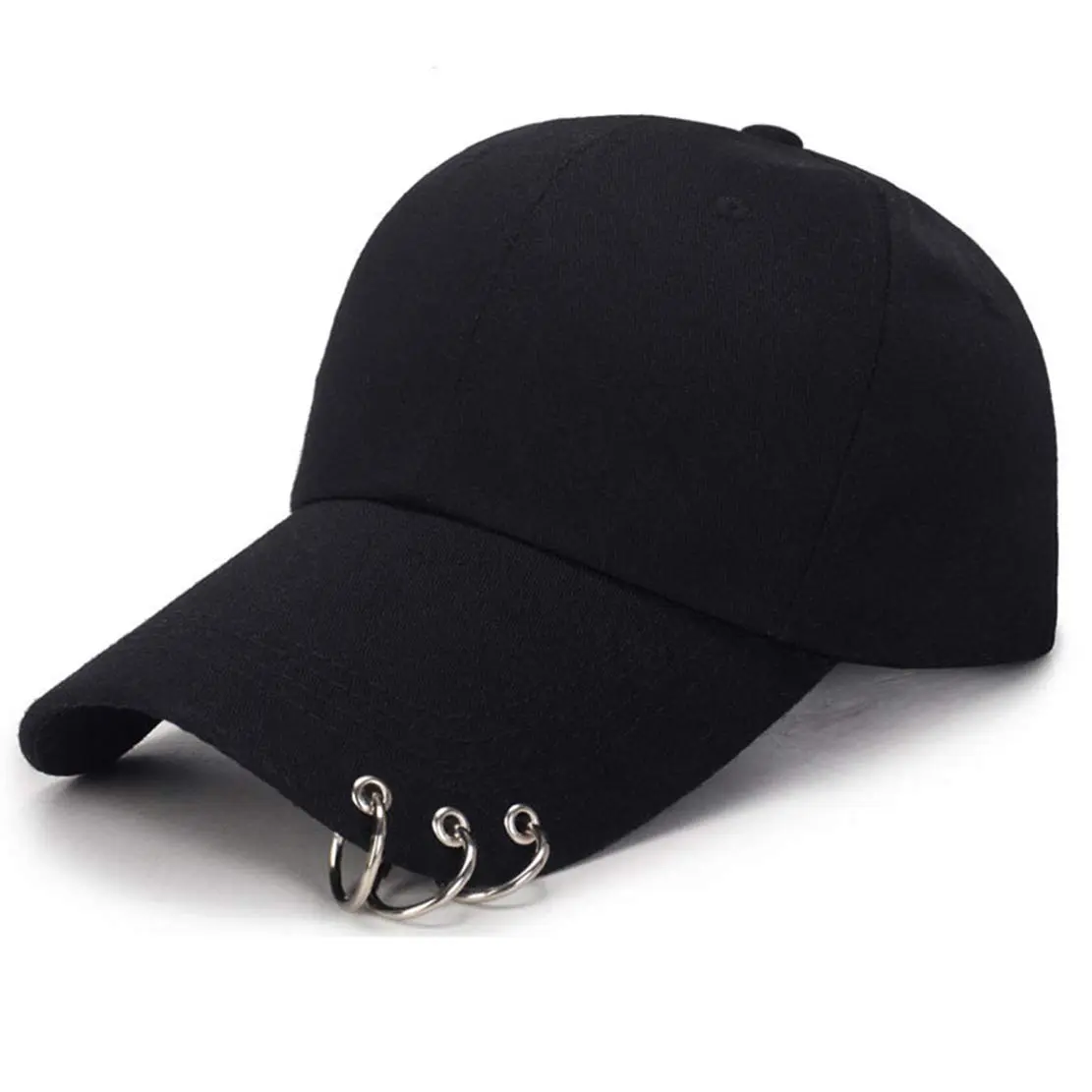 OVOY Black Kpop Hat Ring Baseball Cap with Adjustable Snapback | 9.4 cm (3.7 inch) Brim - main product image