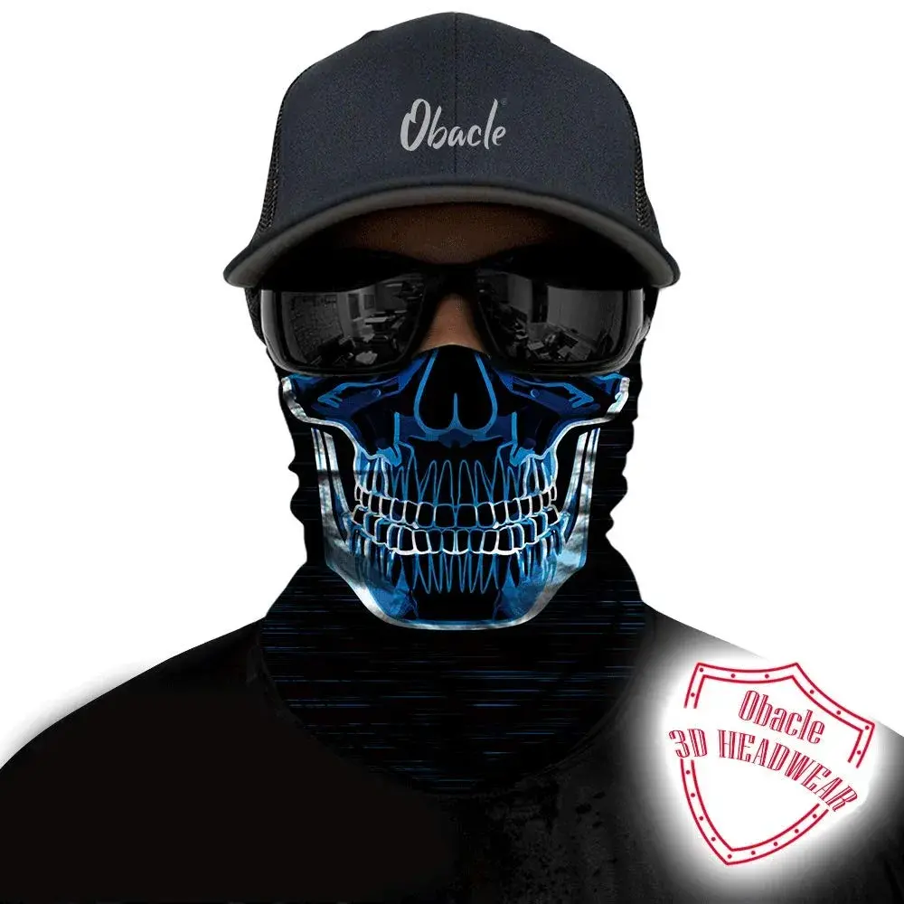 Obacle Blue-line Skull Seamless 3D Tube Face Mask Bandana for Men & Women - view 2