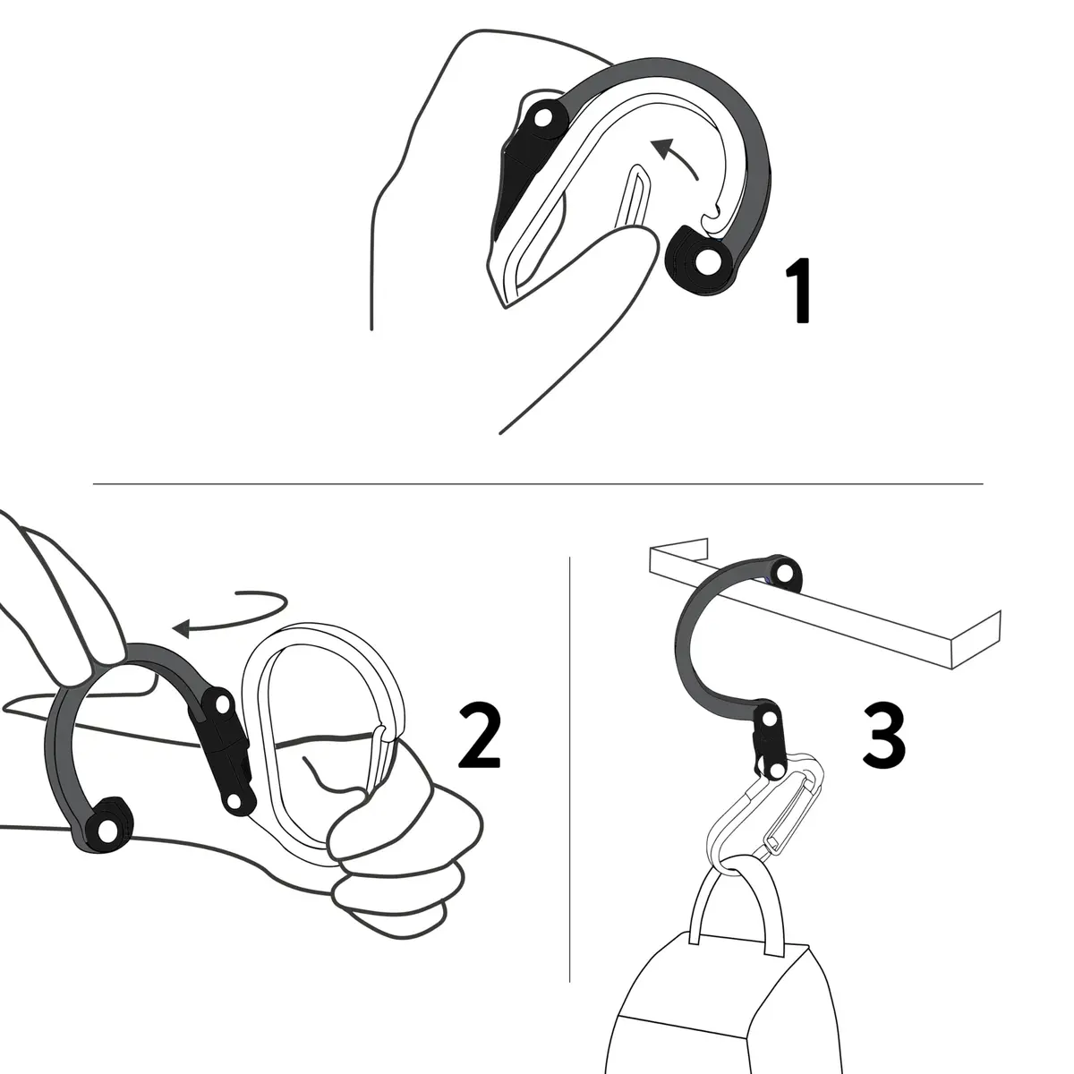 GEAR AID HEROCLIP Carabiner Clip and Hook (Small) for Purse, Stroller, Backpack | 50 lbs Capacity, 360° Rotation - view 2