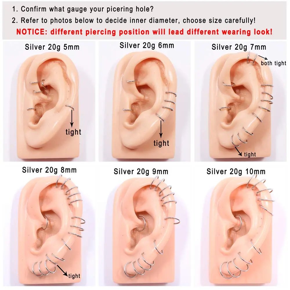 FANSING Silver Septum Hoop Ring 10mm (14 Gauge) | Hypoallergenic 316L Surgical Steel Clicker for Women & Men - view 5