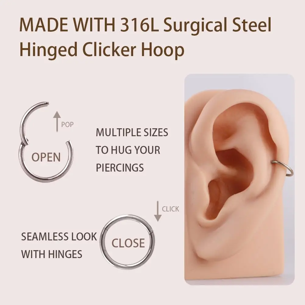 FANSING Silver Nose Hoop Hypoallergenic Nose Rings for Women & Men 18 Gauge 8mm | Comfortable, Durable & Easy to Wear - view 6