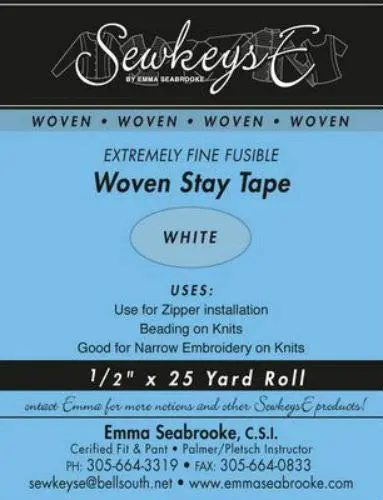 Field's Fabrics White - 1/2" Woven Stay Tape - 0.5" x 25 yards | Fusible Stabilizer for Sewing - view 2