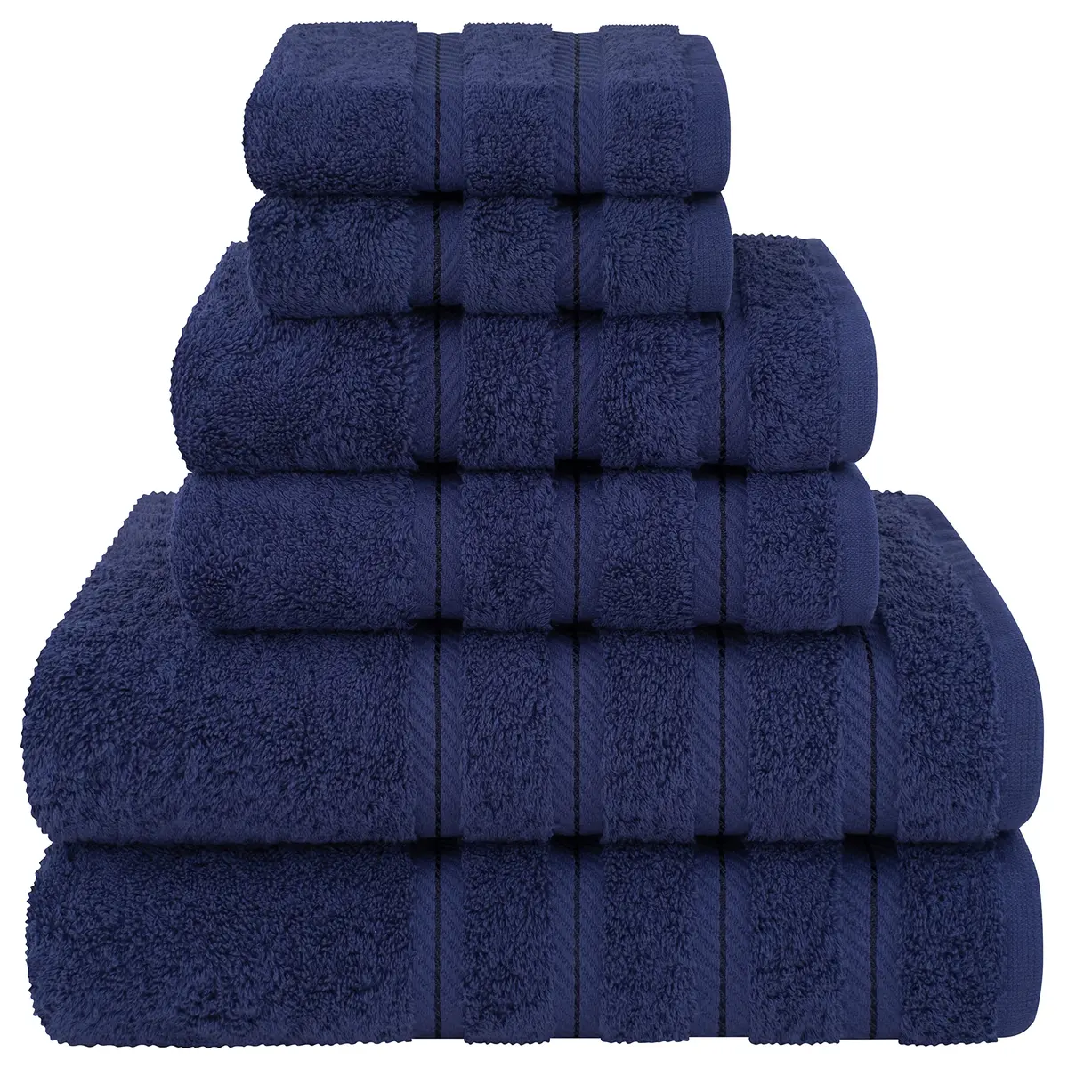 American Soft Linen 100% Cotton Turkish Towels 6 Piece Set | Luxury, Absorbent & Quick Dry Navy Blue - main product image