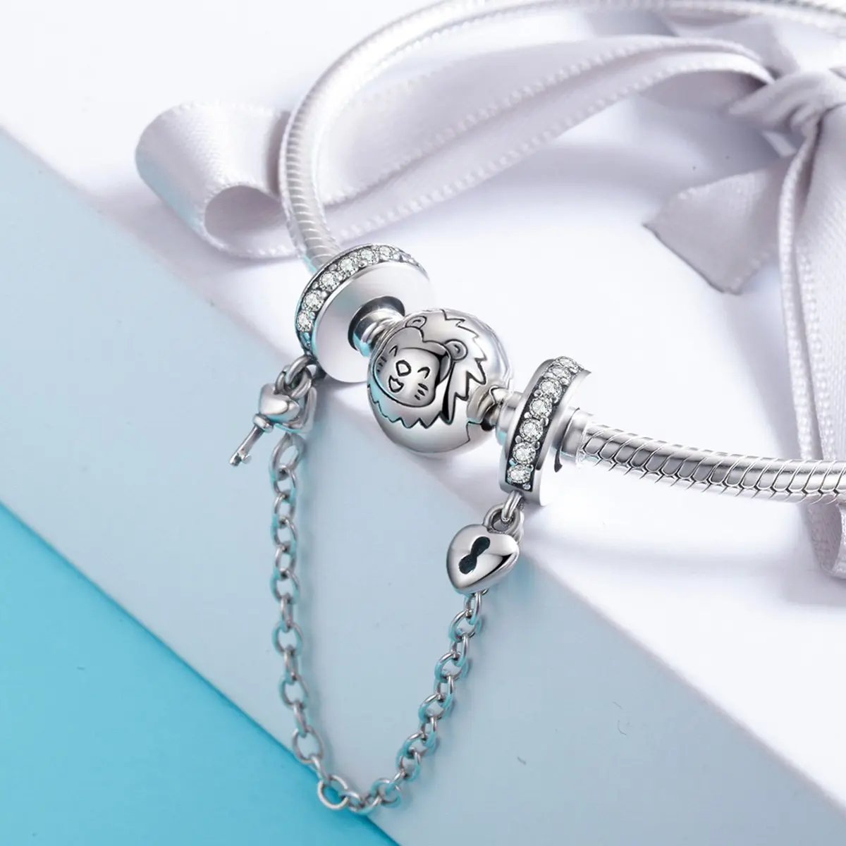 Eternalll Jewellery 925 Sterling Silver Safety Chain Charm Bead Love Heart Flower Snowflake Bow Clear CZ (70-120c) - view 4