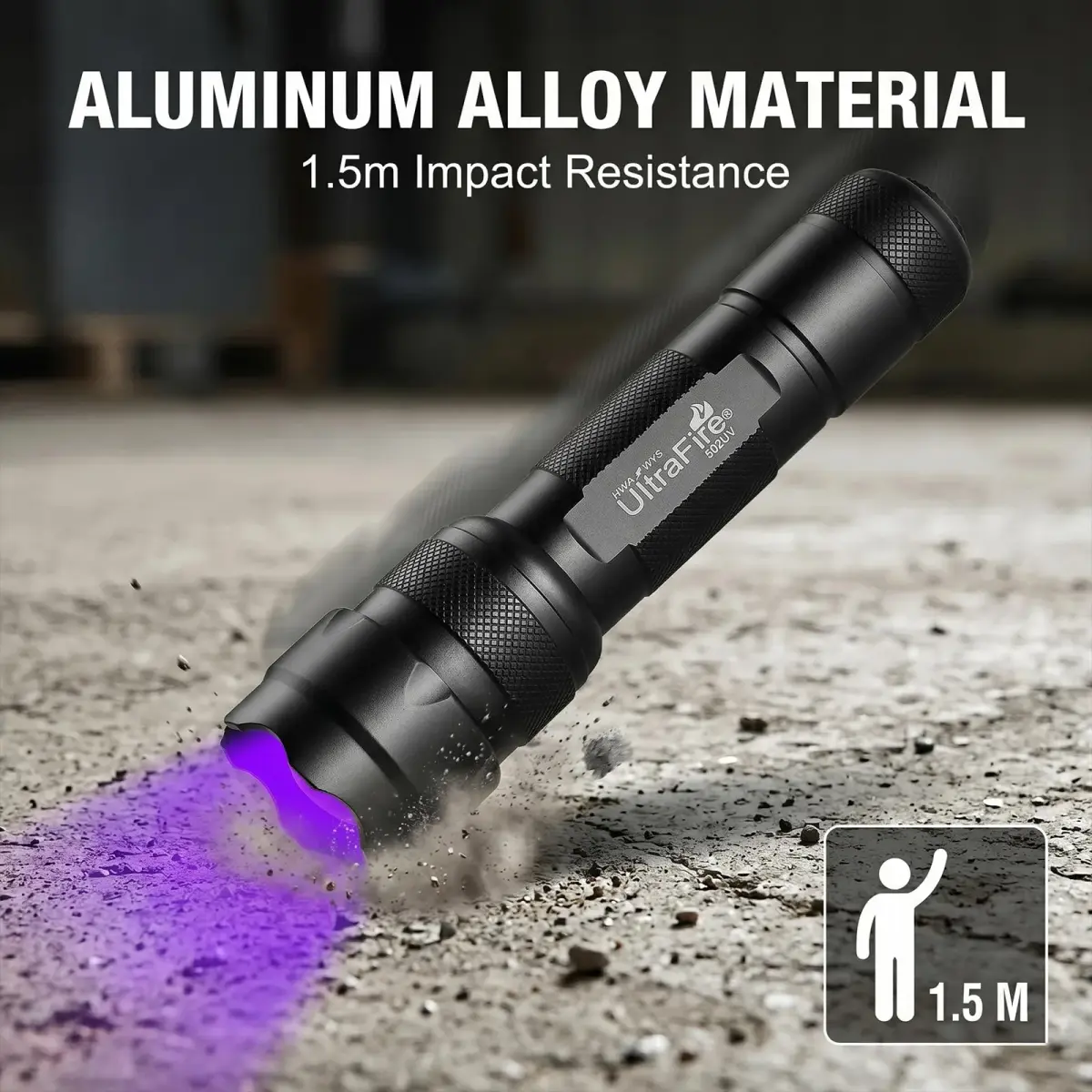 ULTRAFIRE WF-502B UV Blacklight Flashlight 104g (3.7oz) | 395-405nm LED for Pet Stains & Leak Detection - view 7