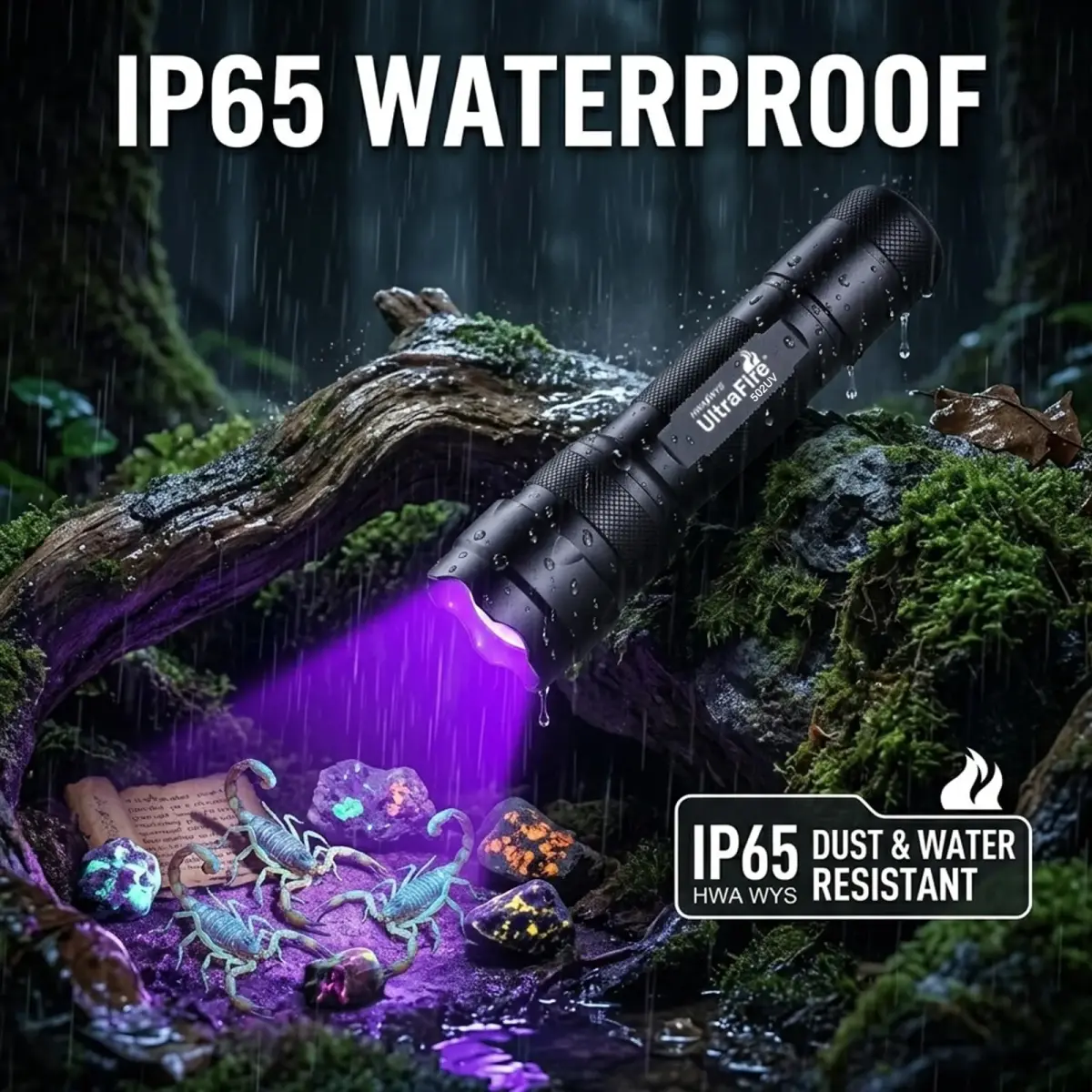 ULTRAFIRE WF-502B UV Blacklight Flashlight 104g (3.7oz) | 395-405nm LED for Pet Stains & Leak Detection - view 8