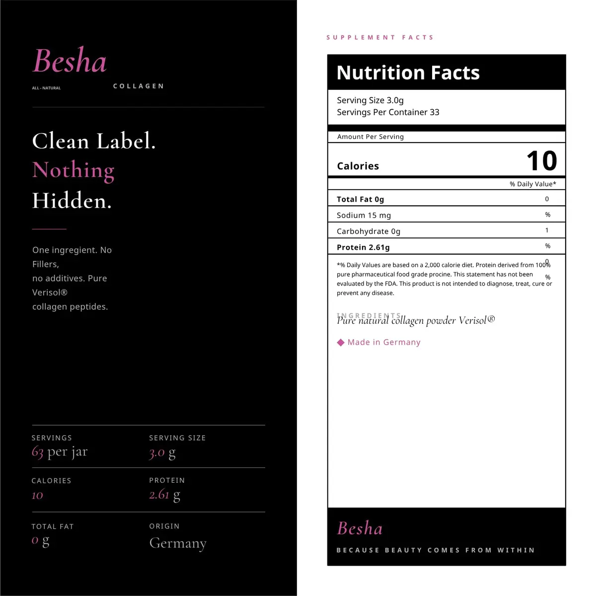 BESHA INC Verisol Collagen Bioactive Peptides Powder 190g (6.7 Oz) | Clinically Tested for Skin Elasticity - view 9