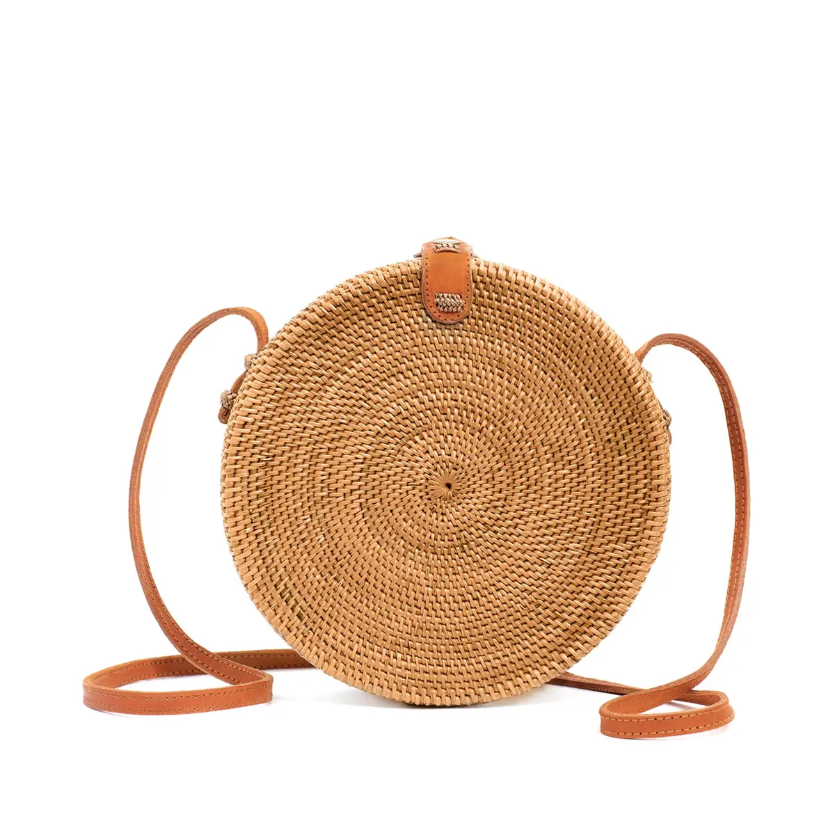 Novum Crafts Handmade Rattan Purse - Straw Wicker Crossbody Bag for Women, 20 cm (7.75") Diameter | Bali Woven Boho Beach Style - main product image