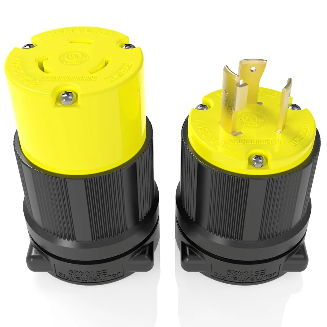 Journeyman-Pro NEMA L6-30P & L6-30R Locking Plug & Connector Set, 30A, 250V, 7500W, Industrial Grade, 2-Pack - main product image